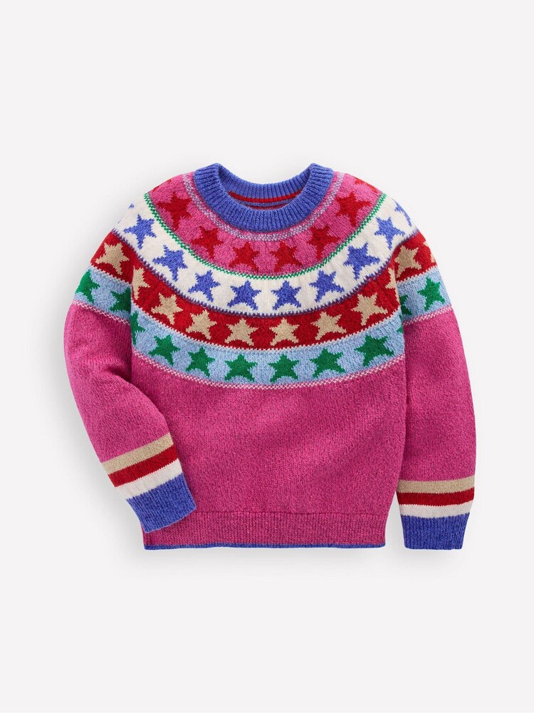 Boden Pink Eleanor Star Fair Isle Jumper - Image 1 of 3 Boden Pink Eleanor Star Fair Isle Jumper - Image 1 of 3