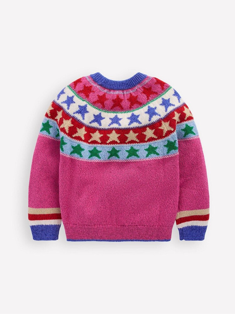 Boden Pink Eleanor Star Fair Isle Jumper - Image 2 of 3 Boden Pink Eleanor Star Fair Isle Jumper - Image 2 of 3