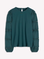 Boden Blue Millie Lace Mix Top - Image 6 of 6