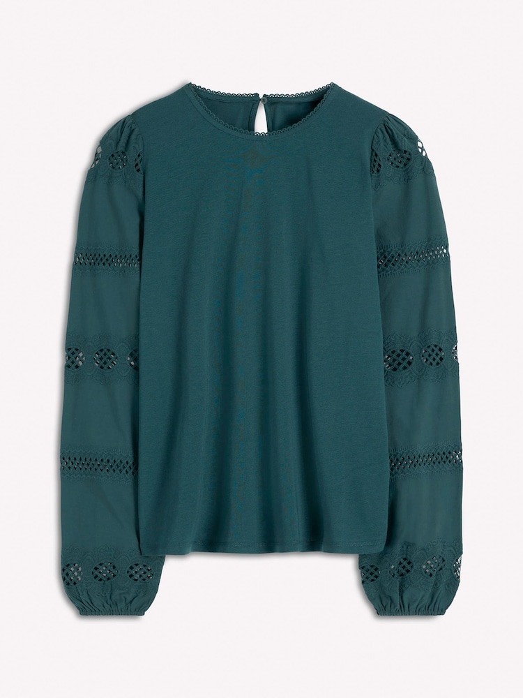 Boden Blue Millie Lace Mix Top - Image 6 of 6