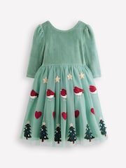 Boden Christmas Velour Tulle Appliqué Dress - Bild 1 von 3