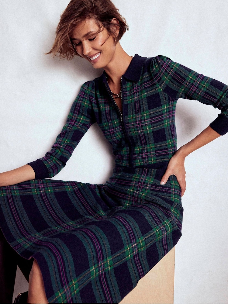 Boden Green Fiona Zip Front Knitted Dress - Image 1 of 6 Boden Green Fiona Zip Front Knitted Dress - Image 1 of 6