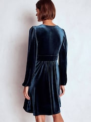 Boden Blue Jocelyn Short Velvet Dress - Image 2 of 5