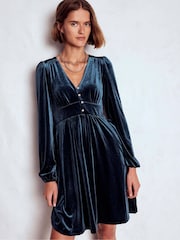 Boden Blue Jocelyn Short Velvet Dress - Image 3 of 5