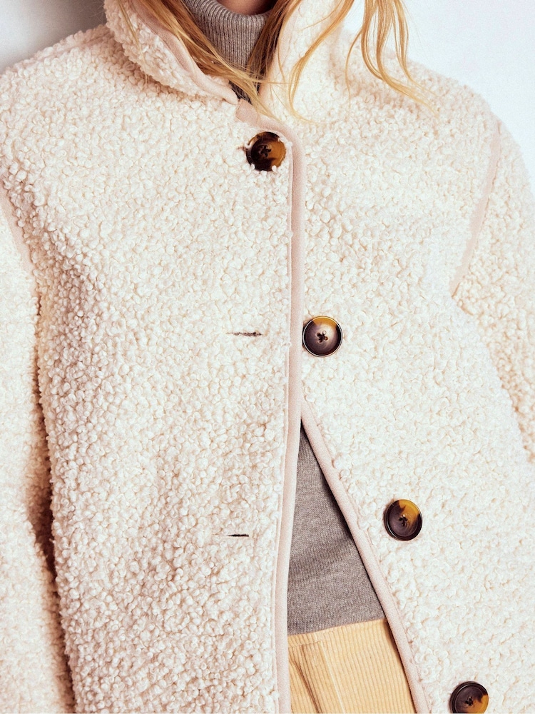Boden Cream Borg Jacket - Image 2 of 5