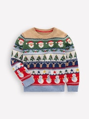 Boden Blue Christmas Fair Isle Jumper - Image 1 of 3