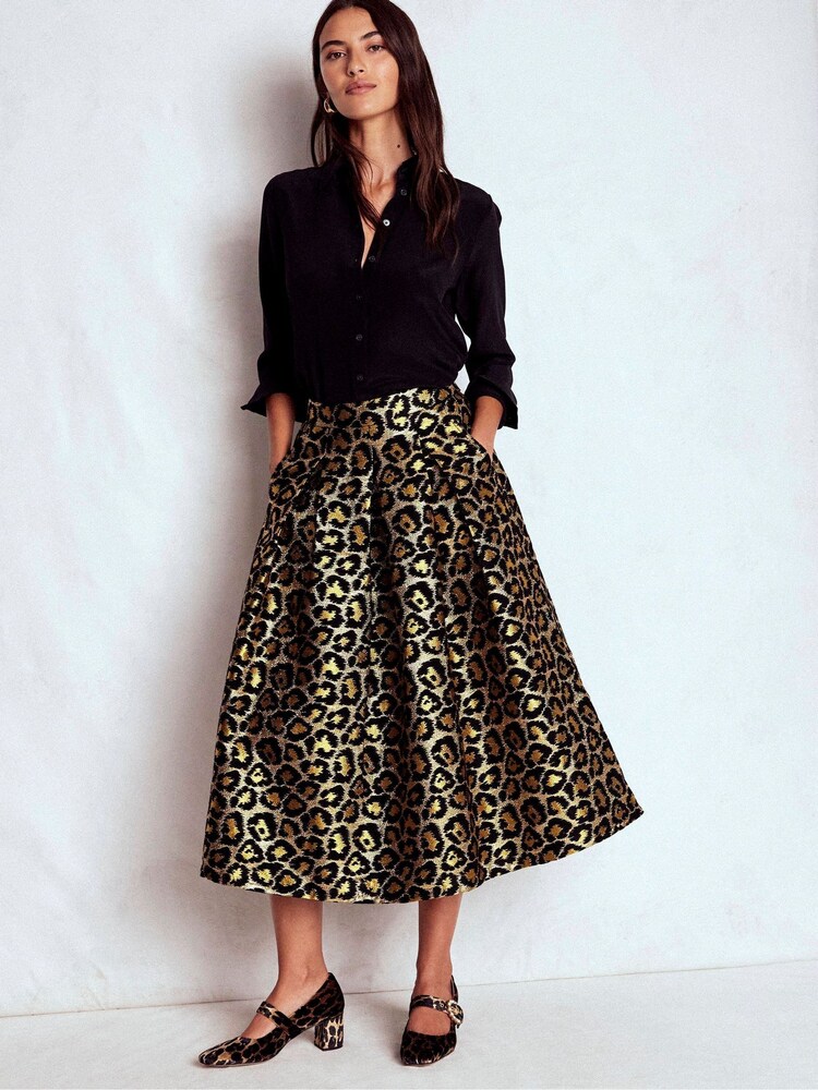 Boden Animal Verity Jacquard Midi Skirt - Image 1 of 5