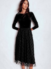 Boden Velvet Bodice Jersey Dress - Imagen 1 de 6