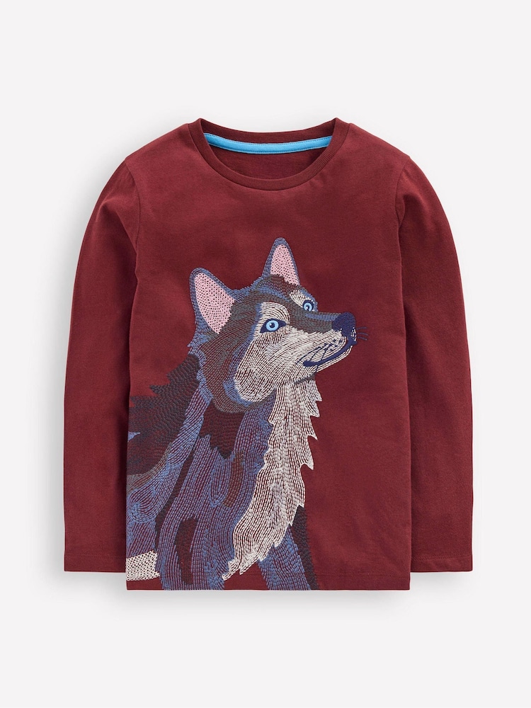 Boden Red Superstitch Sleeved T-Shirt - Image 1 of 3