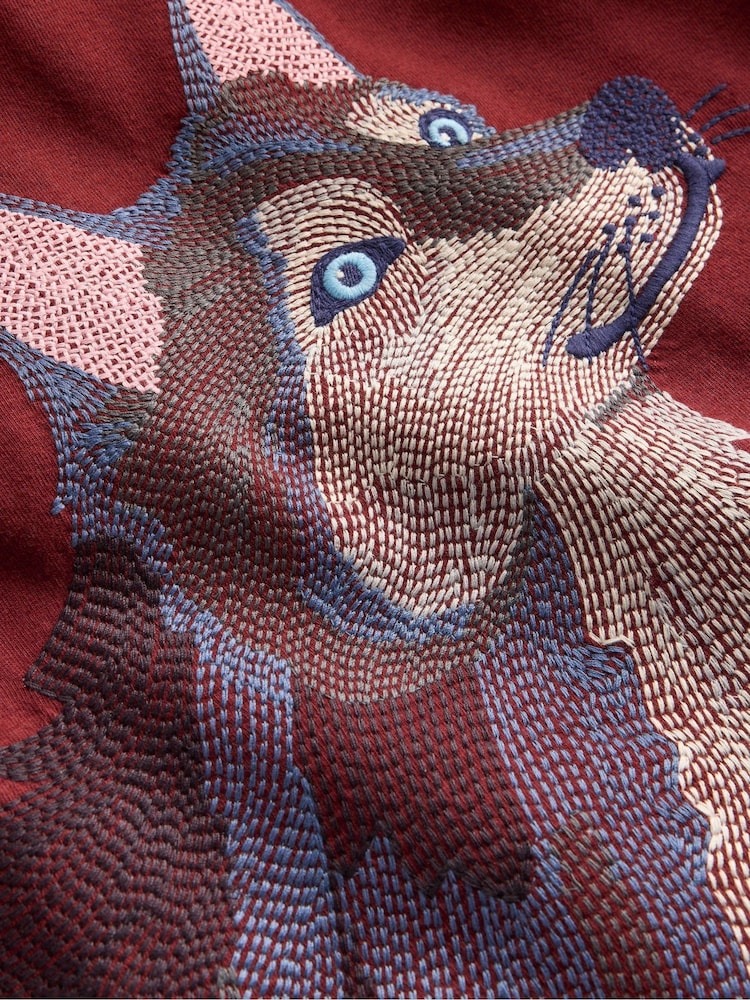 Boden Red Superstitch Sleeved T-Shirt - Image 3 of 3