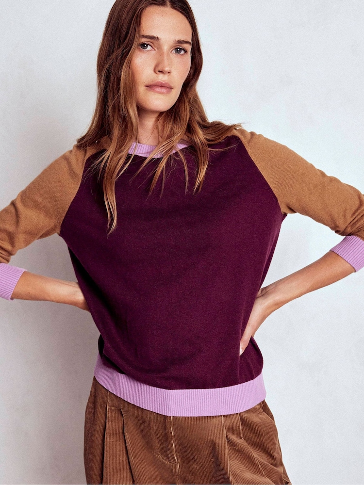 Boden Purple Meg Raglan Sleeve Jumper - Image 1 of 7