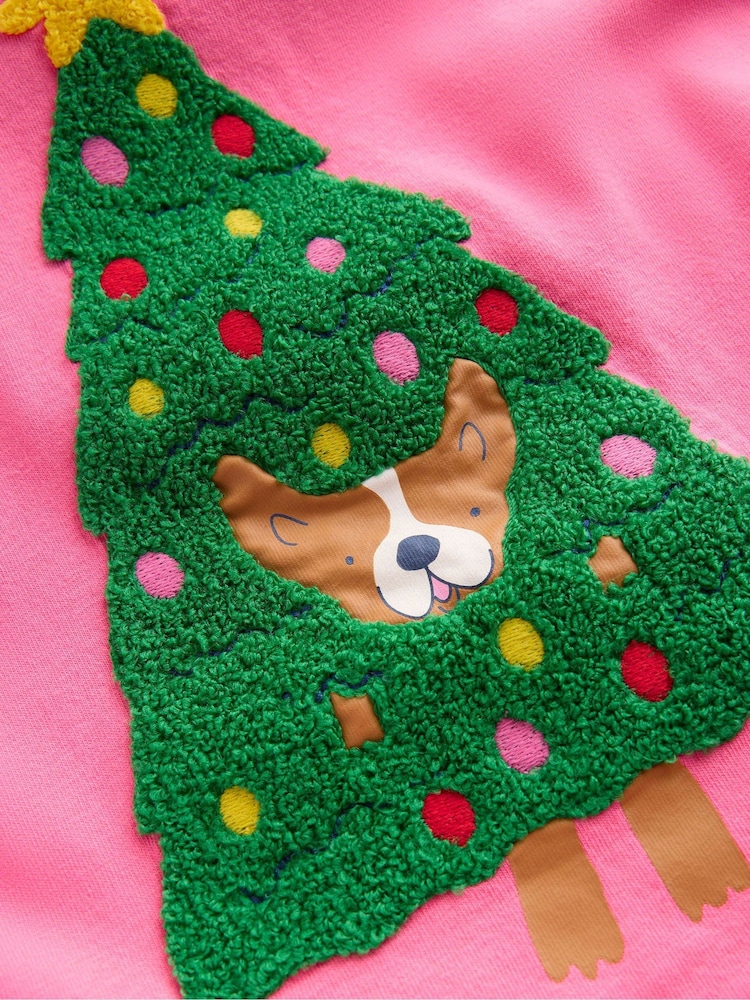 Boden Pink Christmas Long Sleeve Boucle T-shirt - Image 3 of 3