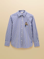 Joules Blue Stripe Jonty Embroidered Boyfriend Poplin Shirt - Image 10 of 10