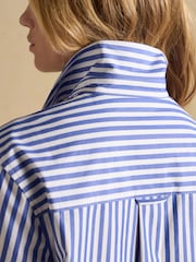 Joules Blue Stripe Jonty Embroidered Boyfriend Poplin Shirt - Image 8 of 10