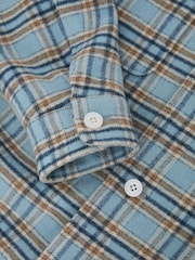 Reiss Soft Blue Multi Mcfadden Wool-Blend Twin-Pocket Check Overshirt - Image 7 of 7