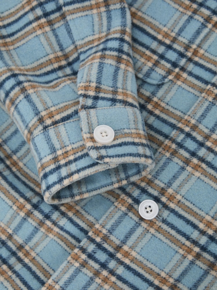 Reiss Soft Blue Multi Mcfadden Wool-Blend Twin-Pocket Check Overshirt - Image 7 of 7 Reiss Soft Blue Multi Mcfadden Wool-Blend Twin-Pocket Check Overshirt - Image 7 of 7