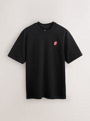 Black License Rolling Stones Plain Embroidered T-Shirt - Image 5 of 7