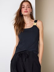 Black Hardware Sleeveless Tank Top - Image 2 of 7
