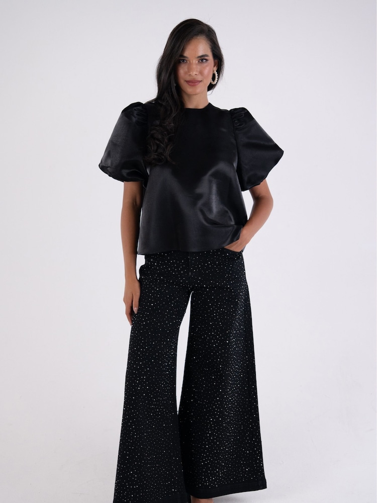 Amy Lynn Demi Stretch Denim Embellished Wide Leg Jeans - Bild 1 von 6