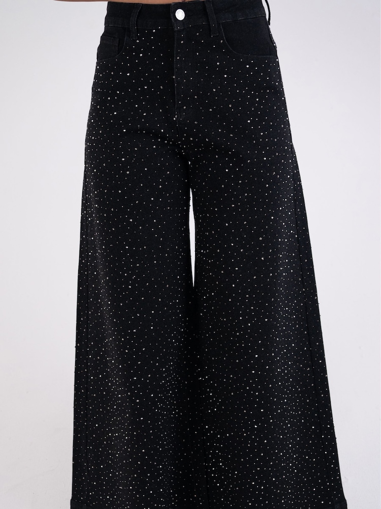 Amy Lynn Demi Stretch Denim Embellished Wide Leg Jeans - Bild 2 von 6