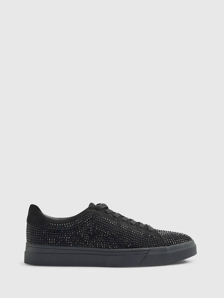 River Island Black Embellished Lace-Up Trainers - Image 2 of 5 River Island Black Embellished Lace-Up Trainers - Image 2 of 5