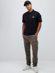 River Island Black Regular Fit Pocket Detail Polo Shirt - Image 1 of 4