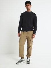 River Island Black Slim Fit Badged Crew Neck Jumper - Image 1 of 4