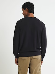 River Island Black Slim Fit Badged Crew Neck Jumper - Image 2 of 4