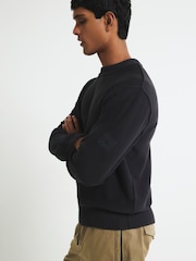 River Island Black Slim Fit Badged Crew Neck Jumper - Image 3 of 4
