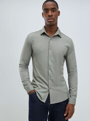 River Island Muscle Fit Pique Shirt - صورة 1 من 4