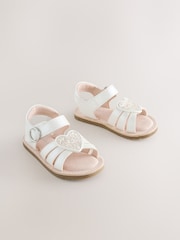 White Wide Fit (G) Heart Occasion Sandals - Image 1 of 5