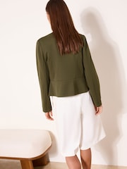 Lipsy Khaki Green Cropped Collarless Blazer - Image 4 of 4
