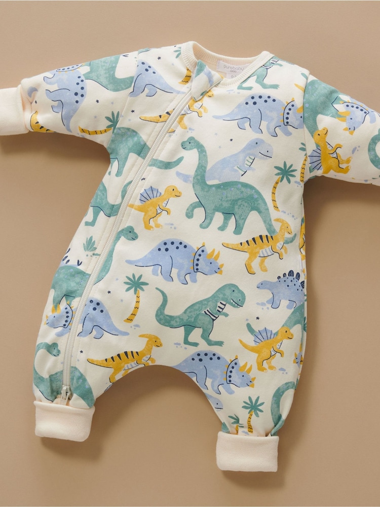 Purebaby Blue Padded Sleeve Sleepsuit Onesie - Image 5 of 5 Purebaby Blue Padded Sleeve Sleepsuit Onesie - Image 5 of 5