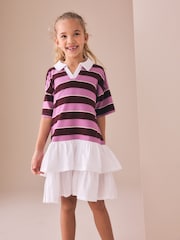 Burgundy Stripe Long Sleeve Rugby Dress (3-16yrs) - Image 1 of 4