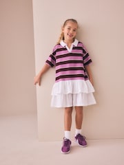 Burgundy Stripe Long Sleeve Rugby Dress (3-16yrs) - Image 2 of 4