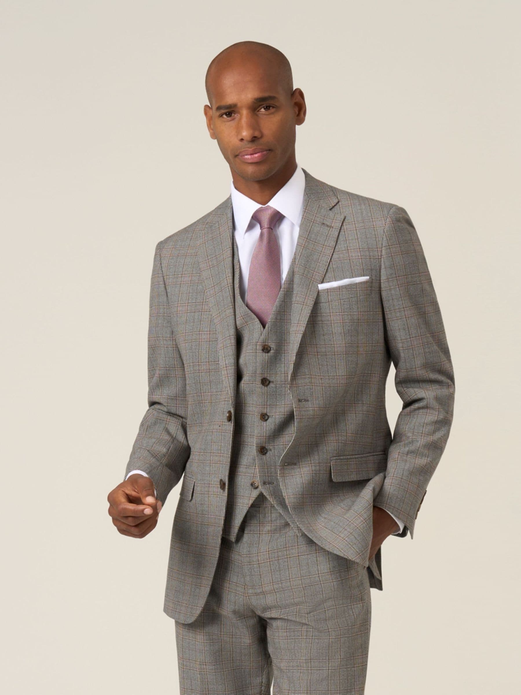 Buy Skopes Brown Haley Tailored Fit Check Suit Jacket from the