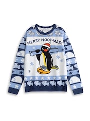 Vanilla Underground Blue Pingu Merry Noot-mas Christmas Jumper - Image 1 of 6