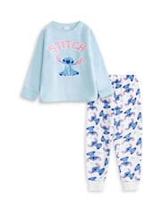 Vanilla Underground Blue Lilo & Stitch Fleece Long Sleeve Long Leg Pyjama Set - Image 1 of 6