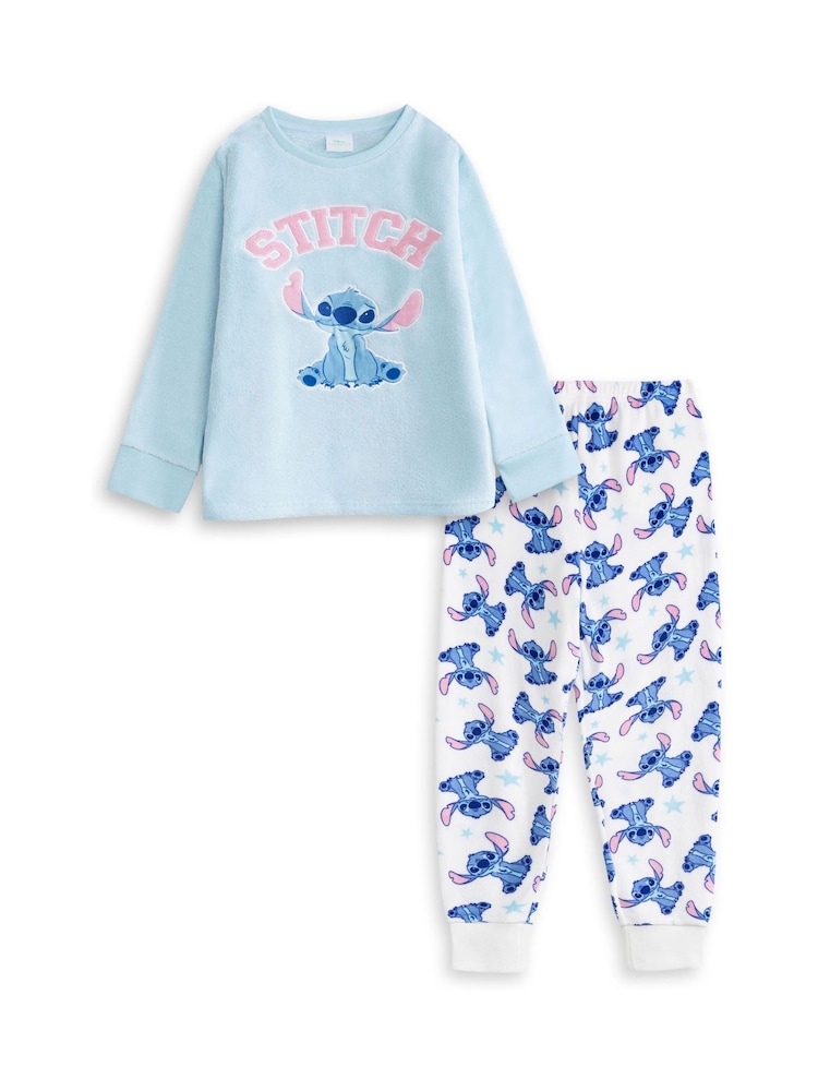 Vanilla Underground Blue Lilo & Stitch Fleece Long Sleeve Long Leg Pyjama Set - Image 1 of 6 Vanilla Underground Blue Lilo & Stitch Fleece Long Sleeve Long Leg Pyjama Set - Image 1 of 6