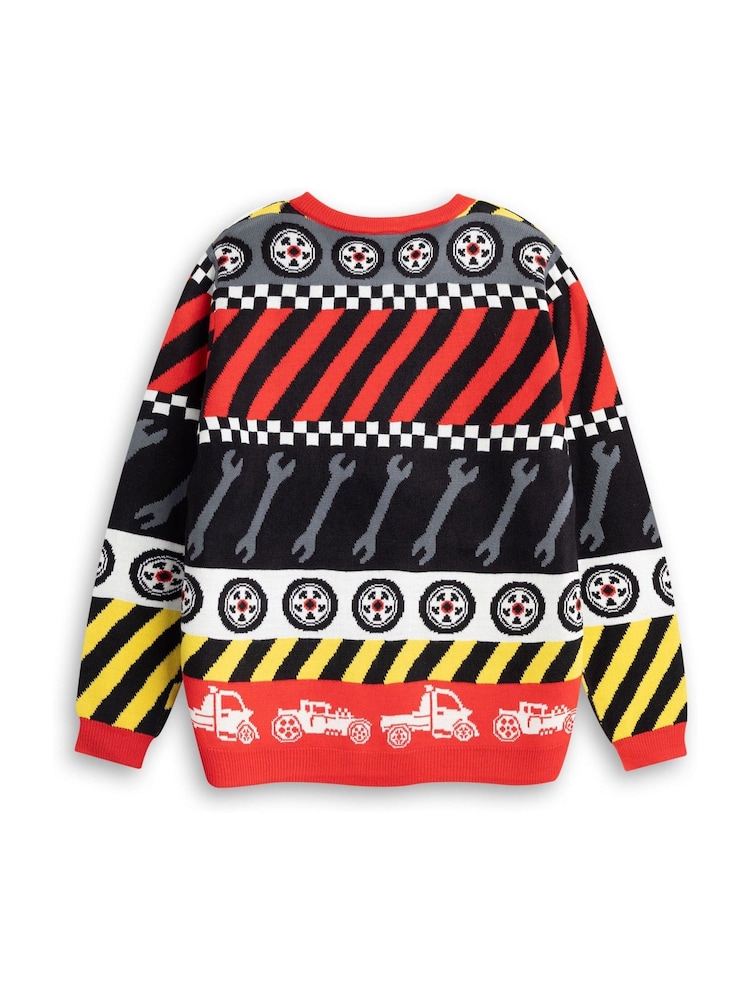 Vanilla Underground Red Hot Wheels Tyre & Spanner Fairisle Christmas Jumper - Image 2 of 6 Vanilla Underground Red Hot Wheels Tyre & Spanner Fairisle Christmas Jumper - Image 2 of 6