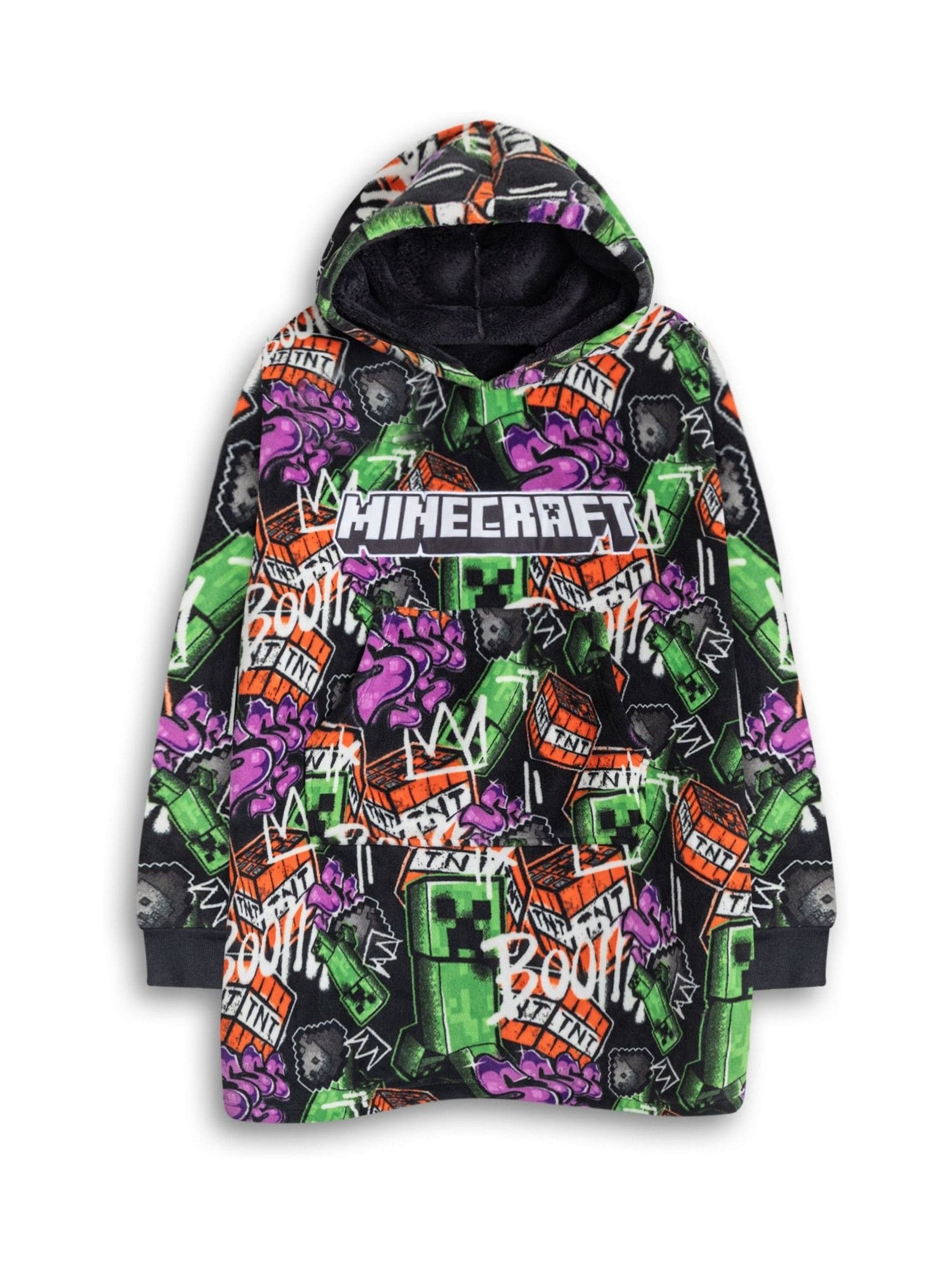 Vanilla Underground Boys Black Minecraft Graffiti Blanket Hoodie - Image 1