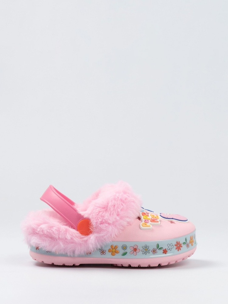 Vanilla Underground Pink Peppa Pig Flowers Fur Lined Clogs - Image 2 of 6 Vanilla Underground Pink Peppa Pig Flowers Fur Lined Clogs - Image 2 of 6
