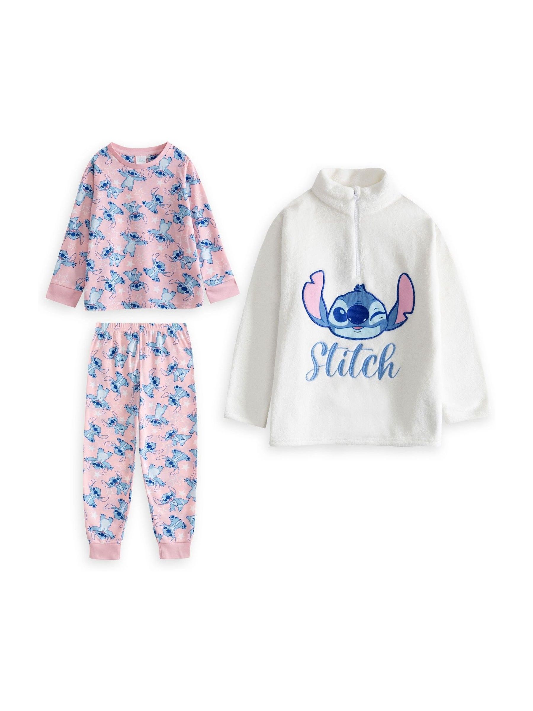 Disney (13-14 Years) Lilo & Stitch Long Sleeve Long Leg Pyjama And Jumper 3 Piece Set (Girls Pink) - Image 4