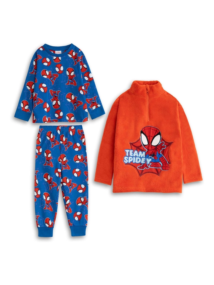 Vanilla Underground Blue Spidey & Friends  Long Sleeve Long Leg Pyjamas Set 3 Piece - Image 1 of 6