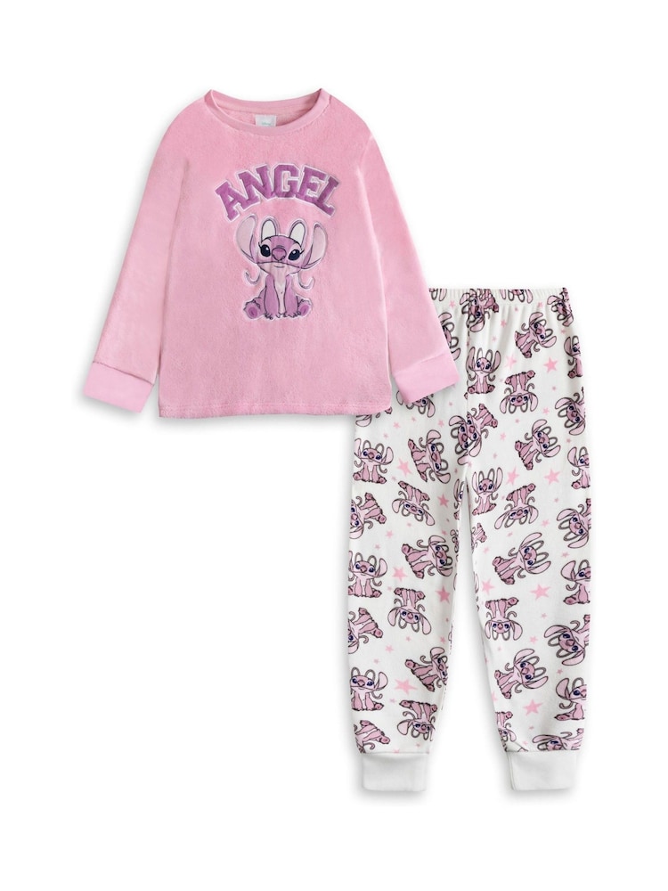Vanilla Underground Pink Lilo & Stitch Angel Fleece Long Sleeve Long Leg Pyjama Set - Image 1 of 6 Vanilla Underground Pink Lilo & Stitch Angel Fleece Long Sleeve Long Leg Pyjama Set - Image 1 of 6