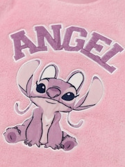 Vanilla Underground Pink Lilo & Stitch Angel Fleece Long Sleeve Long Leg Pyjama Set - Image 4 of 6