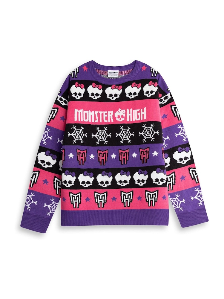 Vanilla Underground Pink Monster High Skull & Snowflake Fairisle Christmas Jumper - Image 1 of 6