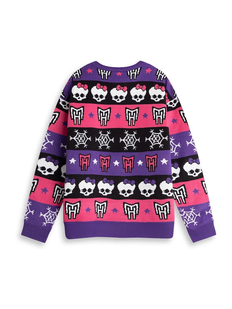Vanilla Underground Pink Monster High Skull & Snowflake Fairisle Christmas Jumper - Image 2 of 6