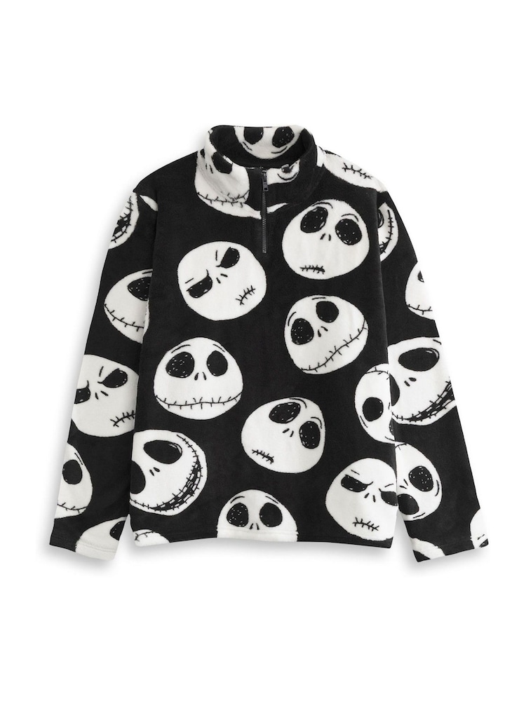 Vanilla Underground Black The Nightmare Before Christmas Faces Fleece Quarter Zip Jumper - Image 1 of 6