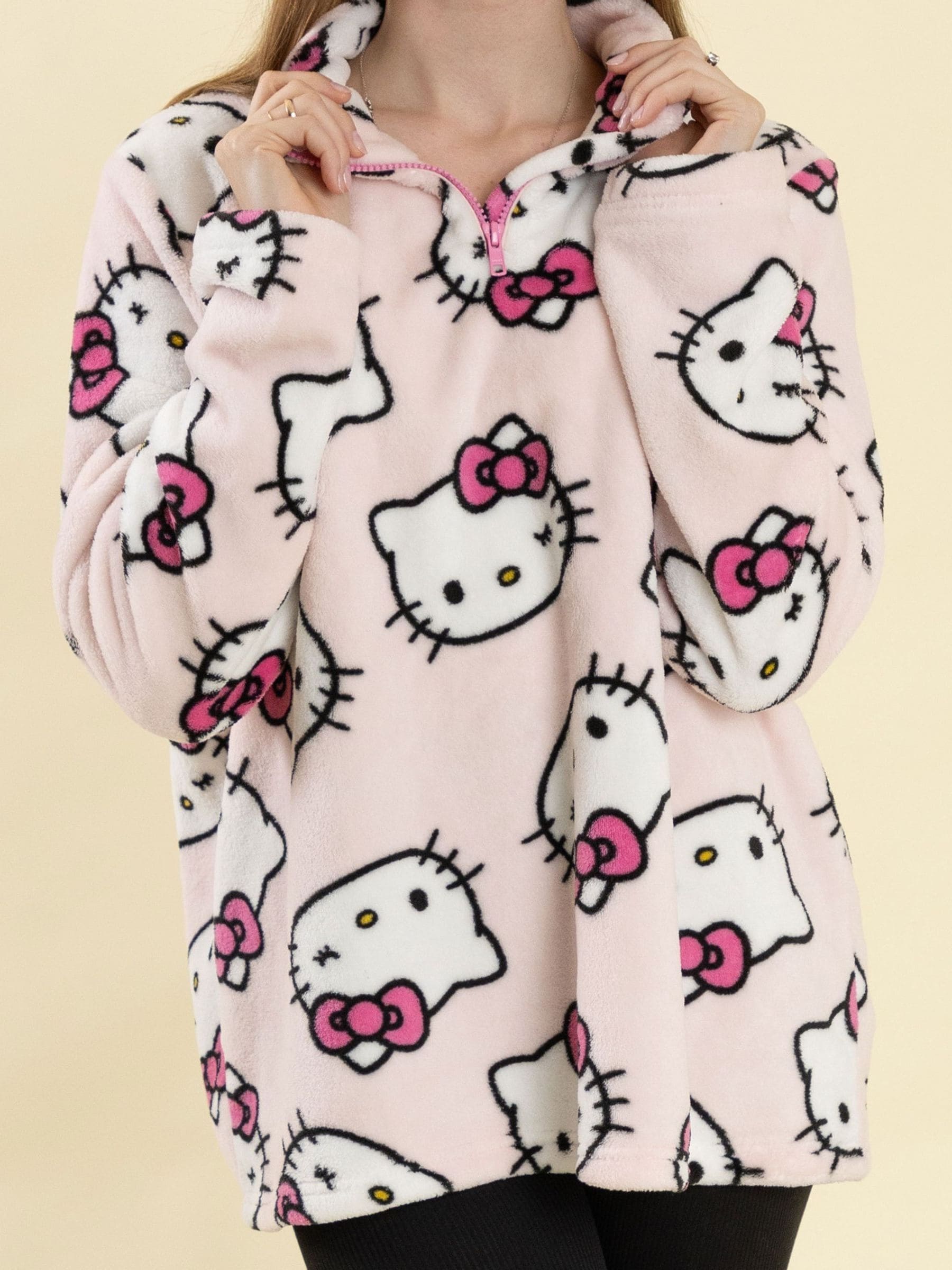Buy Vanilla Underground Pink Hello Kitty Faces Fleece Quarter Zip